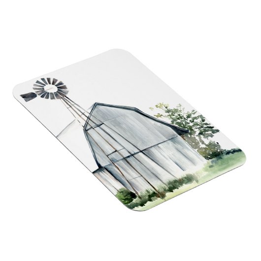 Watercolor Gray Barn Magnet (Rechte Seite)