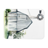 Watercolor Gray Barn Magnet (Horizontal)