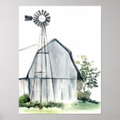 Watercolor Gray Barn Poster (Vorne)