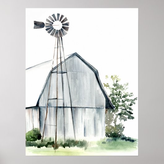 Watercolor Gray Barn Poster (Vorne)