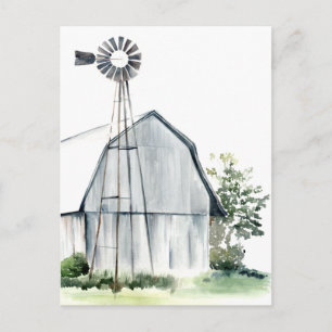 Watercolor Gray Barn Postkarte