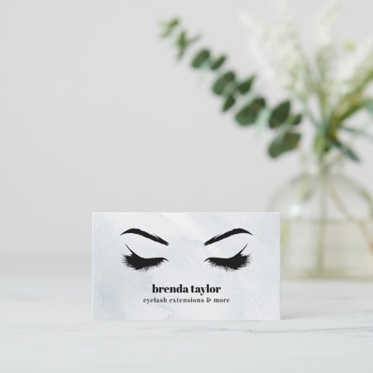 Watercolor GRAY chic Eyelash Browbar beruflich Visitenkarte (Stehend Vorderseite)
