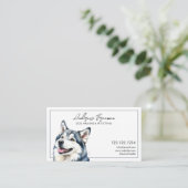 Watercolor Gray Husky Dog Walking Visitenkarte (Stehend Vorderseite)