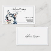 Watercolor Gray Husky Dog Walking Visitenkarte (Vorne/Hinten)