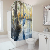 Watercolor Great Blue Heron Cypress Swamp Duschvorhang (Beispiel)