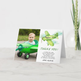 Watercolor Green Airplane Geburtstag vielen Dank Dankeskarte