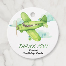 Watercolor Green Airplane Geburtstag vielen Dank Geschenkanhänger