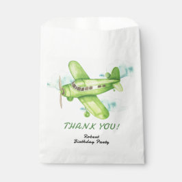 Watercolor Green Airplane Geburtstag vielen Dank Geschenktütchen