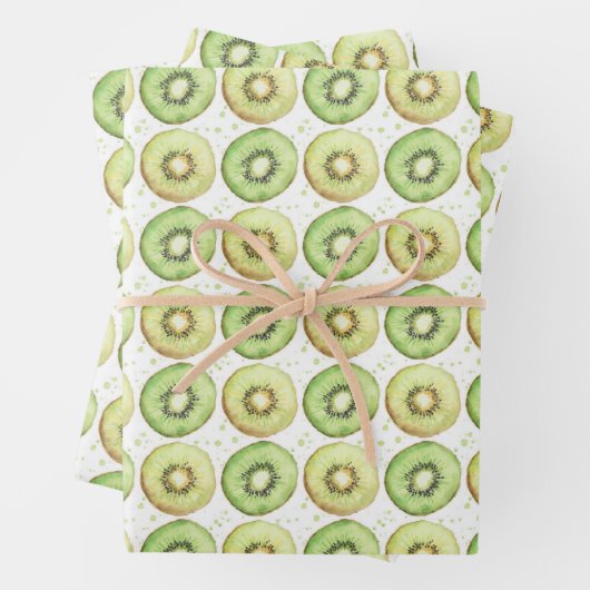 Watercolor Green and Yellow Kiwi Slices  Geschenkpapier Set (Beispiel)