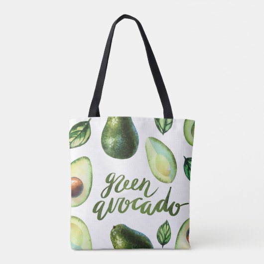 Watercolor Green Avocado Moderne Kalligrafie Tasche (Rückseite)