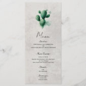 Watercolor Green Cactus Southwest Wedding Menu Menükarte (Vorderseite)