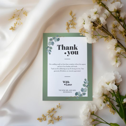 Watercolor Green Eucalyptus Dankeskarte