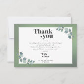 Watercolor Green Eucalyptus Dankeskarte (Vorderseite)