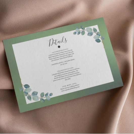 Watercolor Green Eucalyptus Details Begleitkarte