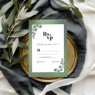 Watercolor Green Eucalyptus RSVP Karte