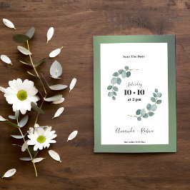Watercolor Green Eucalyptus Save The Date