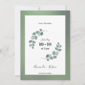Watercolor Green Eucalyptus Save The Date (Vorderseite)
