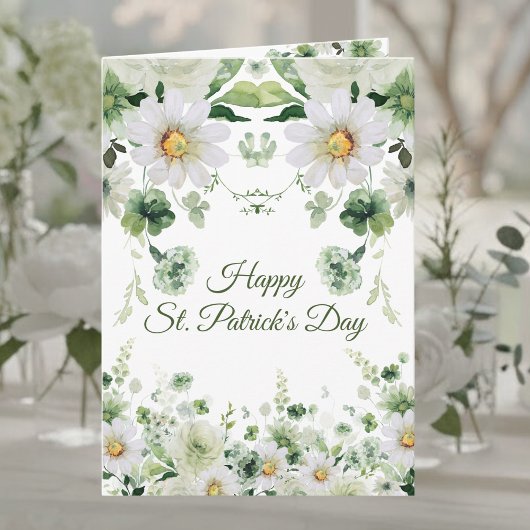 Watercolor Green Floral Happy St. Patrick's Day Karte