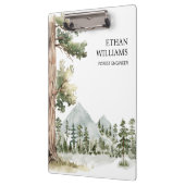 Watercolor Green Forest Landscape Personalized Klemmbrett (Links)