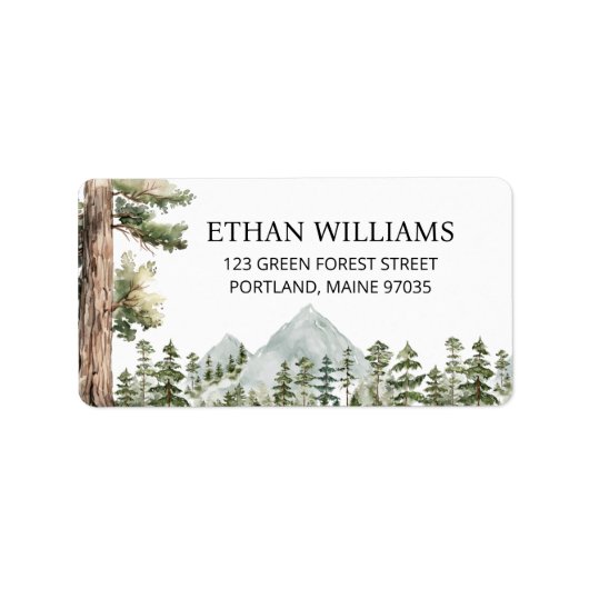 Watercolor Green Forest Personalized Address Adressaufkleber (Vorne)