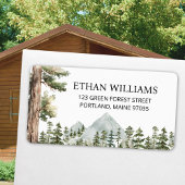 Watercolor Green Forest Personalized Address Adressaufkleber