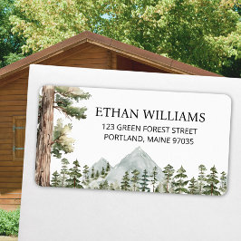 Watercolor Green Forest Personalized Address Adressaufkleber
