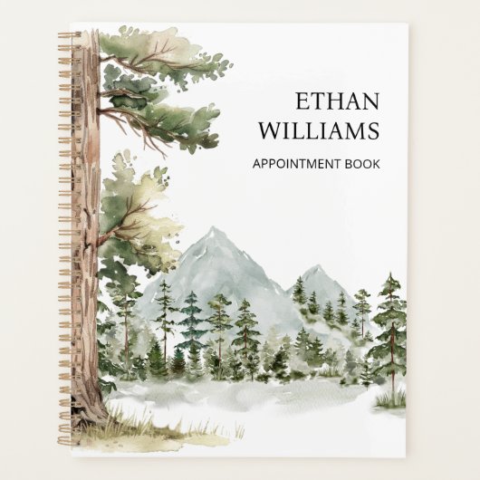 Watercolor Green Forest Personalized Appointment Planer (Vorderseite)