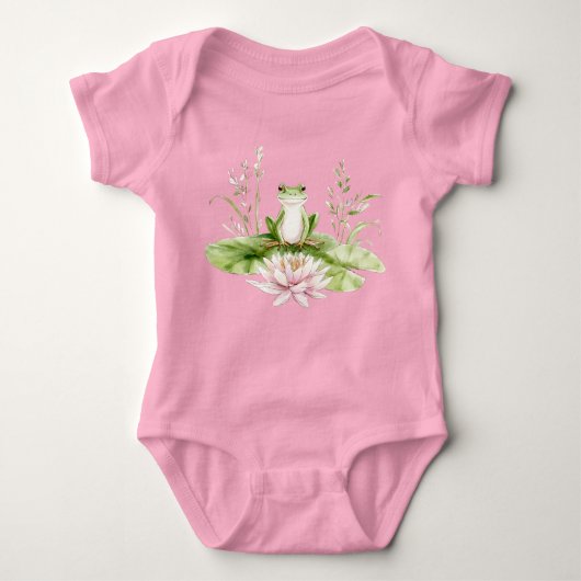 Watercolor Green Frog  Baby Strampler (Vorderseite)