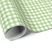 Watercolor Green Gingham Baby Dusche Geschenkpapier (Rolleneckpunkt)