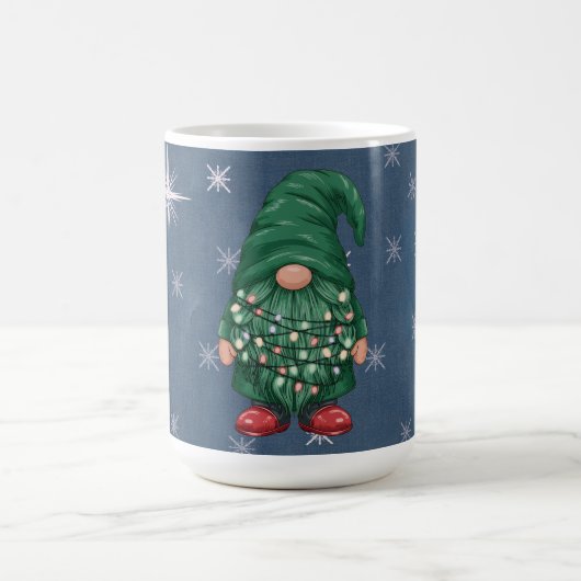 Watercolor Green Gnome Christmas Lights Kaffeetasse (Mittel)