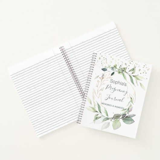 Watercolor Green Gold Foliage Pregnancy Journal Notizblock (Innenseite)