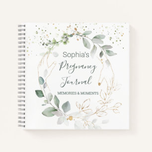 Watercolor Green Gold Foliage Pregnancy Journal Notizblock
