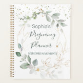 Watercolor Green Gold Foliage Pregnancy Planner Planer (Vorderseite)