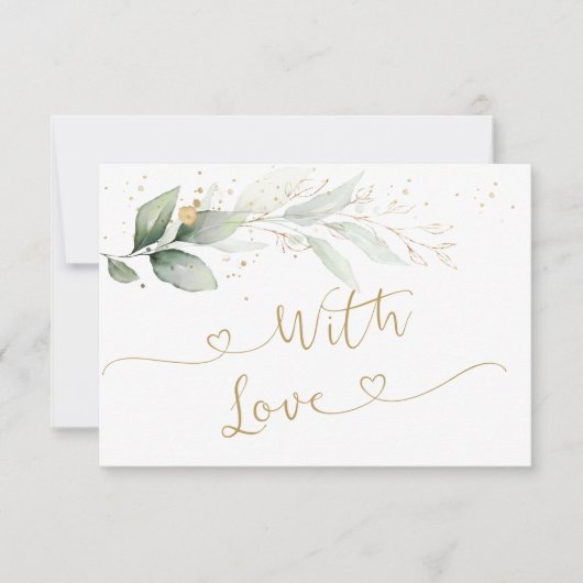 Watercolor Green Gold Foliage Wedding Vielen Dank Dankeskarte (Vorderseite)