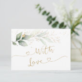 Watercolor Green Gold Foliage Wedding Vielen Dank Dankeskarte (Stehend Vorderseite)