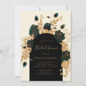 Watercolor Green Gold Rose Brautparty laden Einladung (Vorderseite)