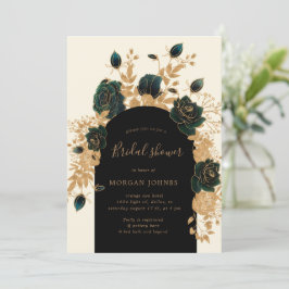 Watercolor Green Gold Rose Brautparty laden Einladung