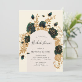 Watercolor Green Gold Rose Brautparty laden Einladung