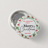 : Watercolor Green Grass - Festliches Weihnachtsfe Button (Vorne & Hinten)