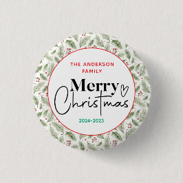 : Watercolor Green Grass - Festliches Weihnachtsfe Button