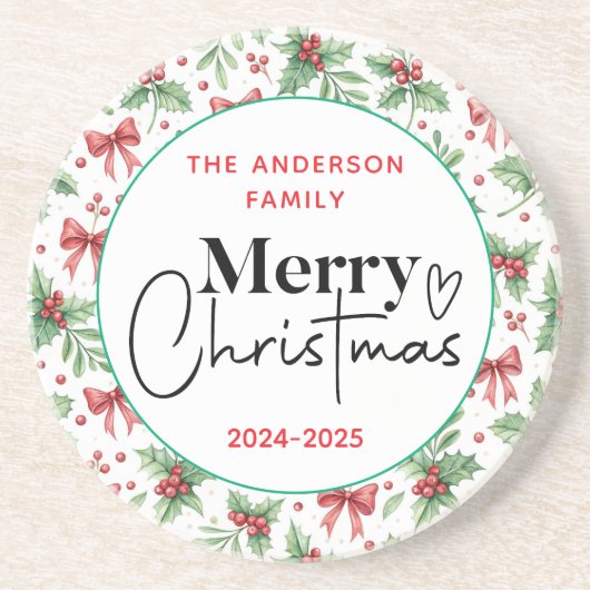 : Watercolor Green Grass - Festliches Weihnachtsfe Getränkeuntersetzer (Vorne)