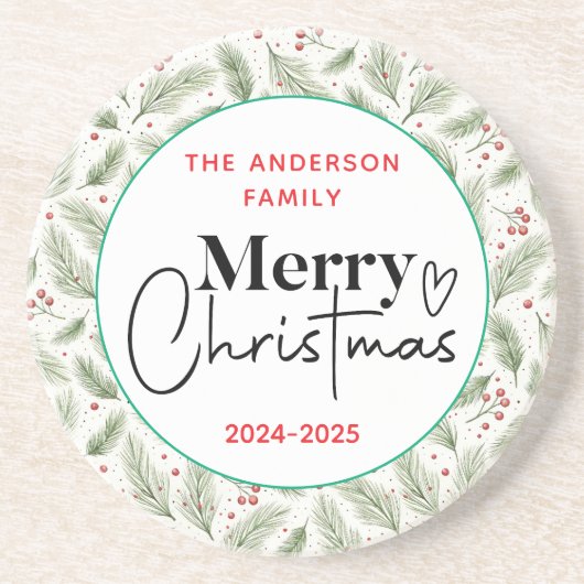 : Watercolor Green Grass - Festliches Weihnachtsfe Getränkeuntersetzer (Vorne)