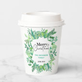 : Watercolor Green Grass - Festliches Weihnachtsfe Pappbecher (Rückseite)