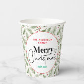 : Watercolor Green Grass - Festliches Weihnachtsfe Pappbecher (Rückseite)