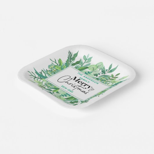 : Watercolor Green Grass - Festliches Weihnachtsfe Pappteller (Gewinkelt)