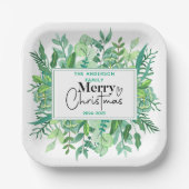 : Watercolor Green Grass - Festliches Weihnachtsfe Pappteller (Vorderseite)