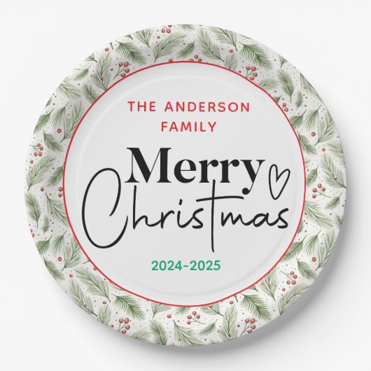 : Watercolor Green Grass - Festliches Weihnachtsfe Pappteller (Vorderseite)