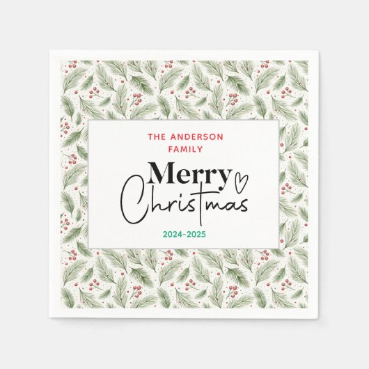 : Watercolor Green Grass - Festliches Weihnachtsfe Serviette (Vorderseite)