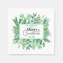 : Watercolor Green Grass - Festliches Weihnachtsfe Serviette