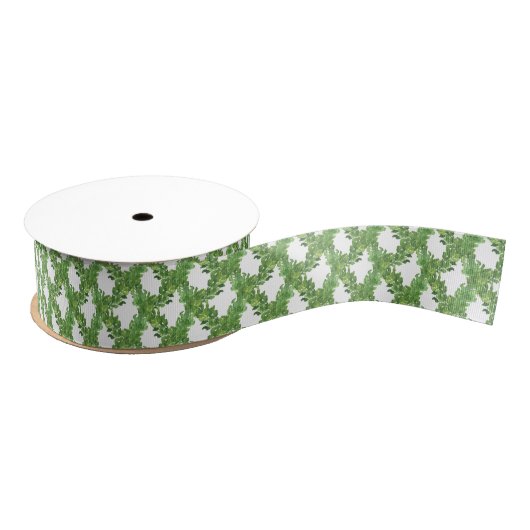Watercolor Green Lattice Garland Ripsband (Spule)